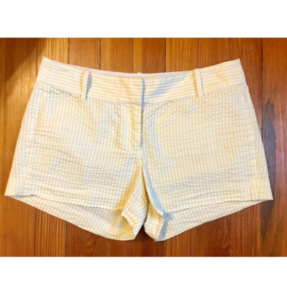 ❌SOLD❌J. Crew Factory Yellow Seersucker Shorts - Picture 1 of 5